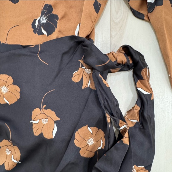 NWT Ann Taylor Floral Boatneck Column Midi Dress Black Copper Brown Women's 18 - Picture 8 of 15
